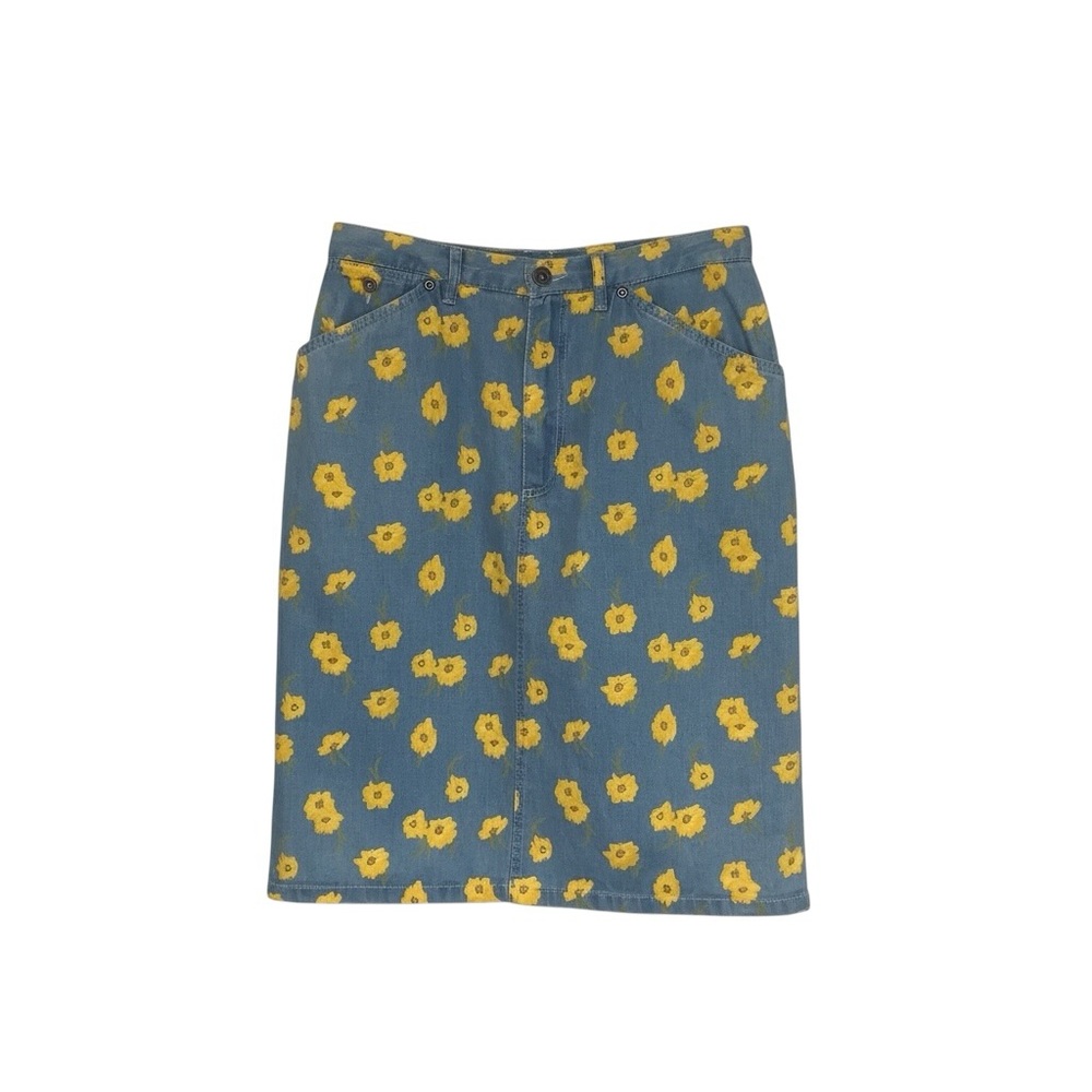 Vintage Liz Claiborne Floral Denim Skirt Women’s‎ Size 8 US Light Blue